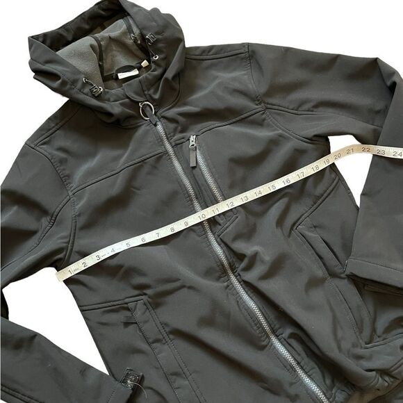 ATHLETIC WORKS Black Hooded Rain Fall Fleece Lined Zip Up Jacket Coat S - Picture 6 of 8